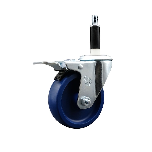 4'' Solid Poly Swivel 7/8'' Expanding Stem Caster Total Lock Brake
